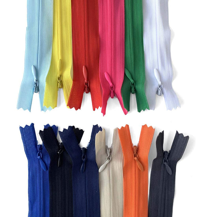 Yzsfirm 10 Pcs 20 Inch Real Silk Invisible Sewing Zipper Bulk,Beige Coil Closed Zippers for Tailor Sewing Crafts