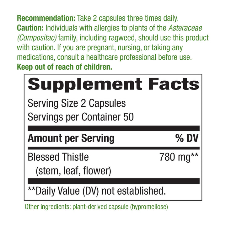 Nature’s Way Blessed Thistle - 780 mg per 2-Capsule ser