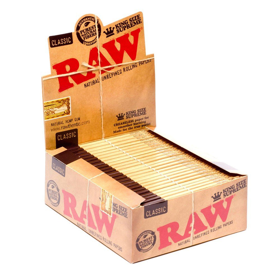 Raw Classic King Size Supreme Rolling Papers Full Box o