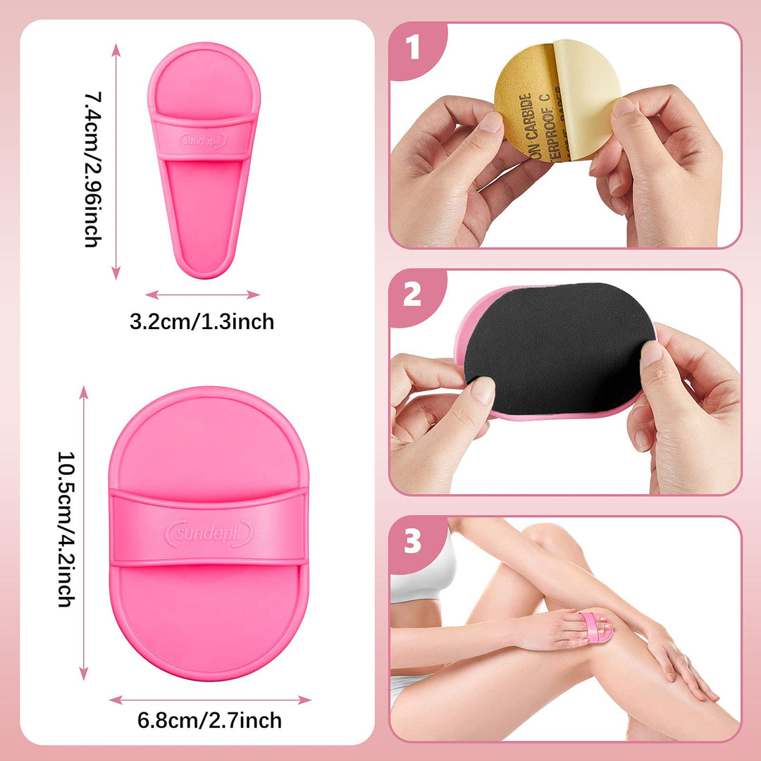 Hair Removal and Exfoliation Kit: Smooth Away Facial Hair Remover Pads (2 Sizes, 32 Pieces) and Fine Sandpaper (30 Pieces) for Women and Girls, Ideal for Lip, Body, and Crystal Depilatories