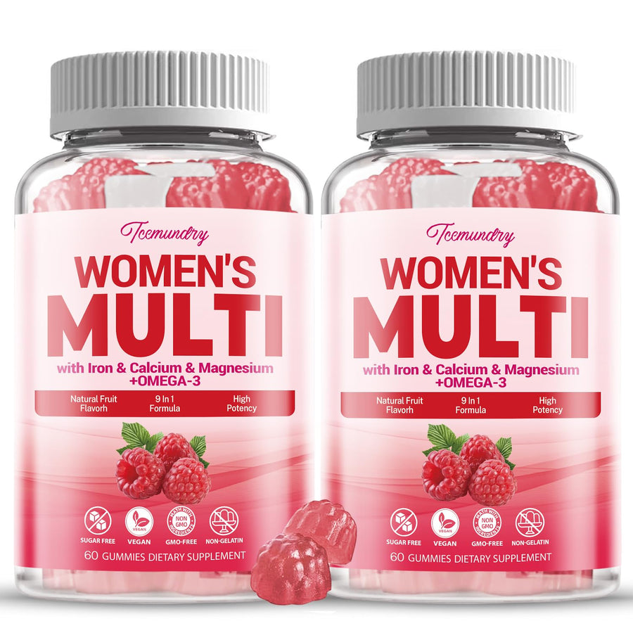 Sugar-Free Womens Multivitamin Gummies - High Absorption Multivitamin for Women Gummy with Omega-3, Astaxanthin, Calcium, Iron, Vitamin A, C, D3, K2, E, B6, B12 - Supports Skin, Hair, Energy, Immune