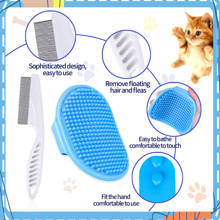 6-Piece Small Animal Grooming Set with Hair Remover, Nail Clipper, Flea Comb, Shampoo Brush for Rabbit, Hamster, Guinea Pig