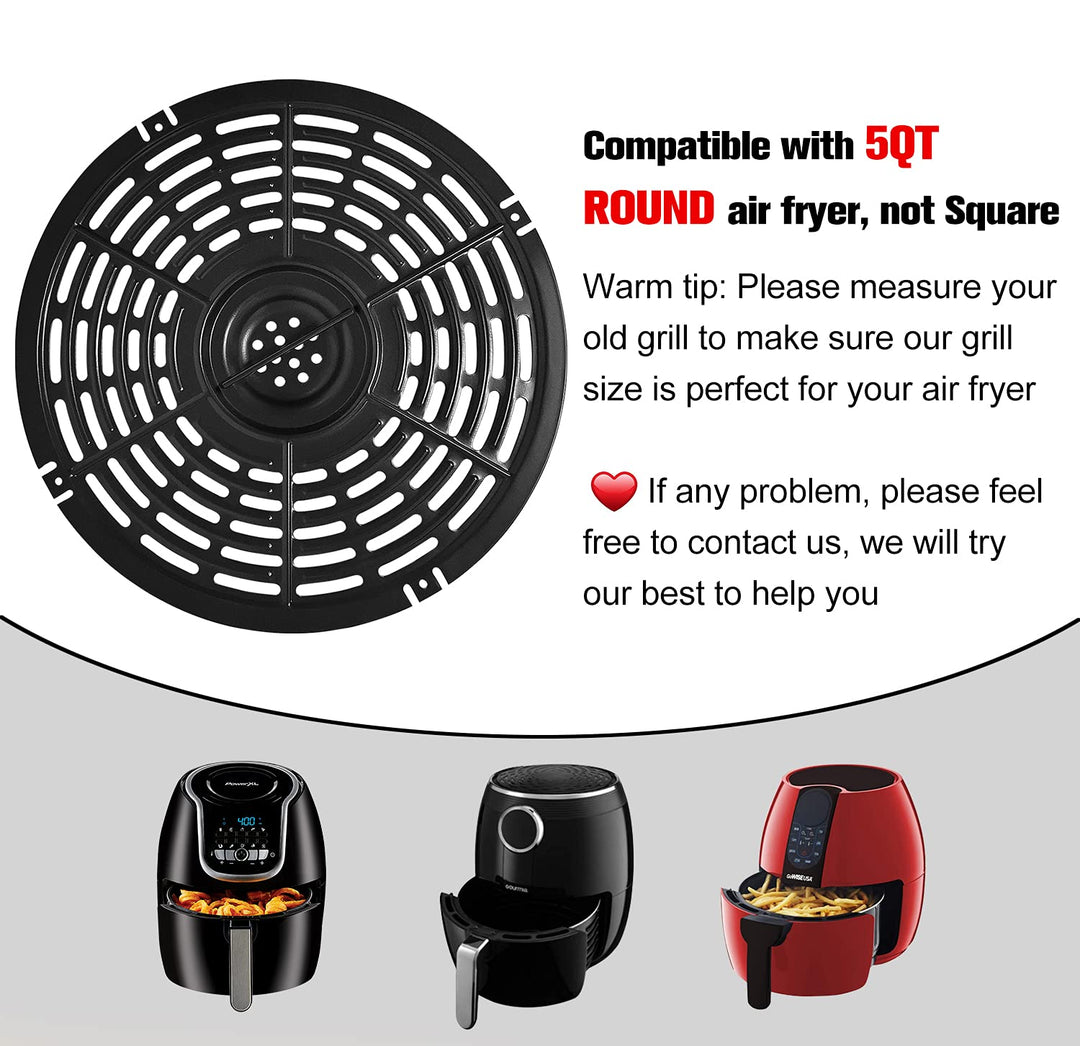 Air Fryer Rack &amp; Replacement Grill Pan, Non-Stick Fry Pan Crisper Plate Suit For Gowise, Powerxl, Gourmia, Dash, Emeril Lagasse 5QT Air Fryer, Dishwasher Safe Home Kitchen Tool