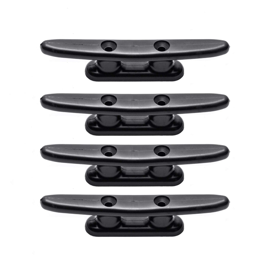 Small Boat Cleat Open Base,4 Inch Black Nylon Dock Cleats,Marine Accessories Used for Kayak,Pack of 4,Include Installation Screws