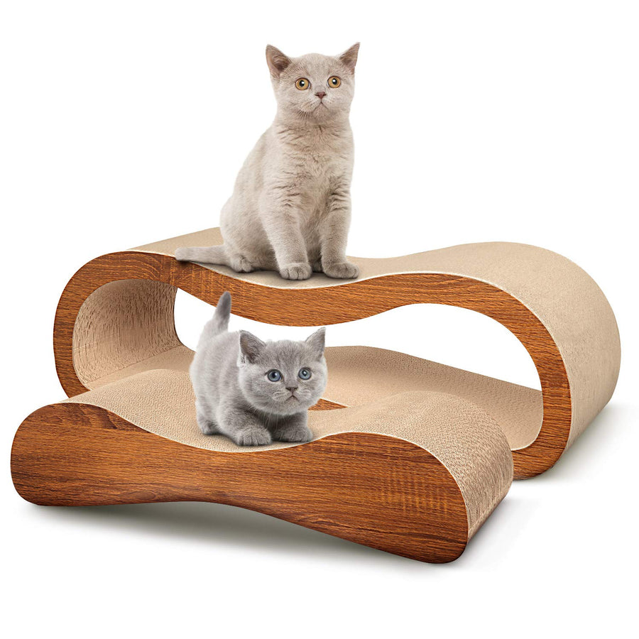 2 in 1 Cat Scratcher Cardboard Lounge Bed, Cat Scratching Post, Durable Board Pads Prevents Furniture Damage,Large