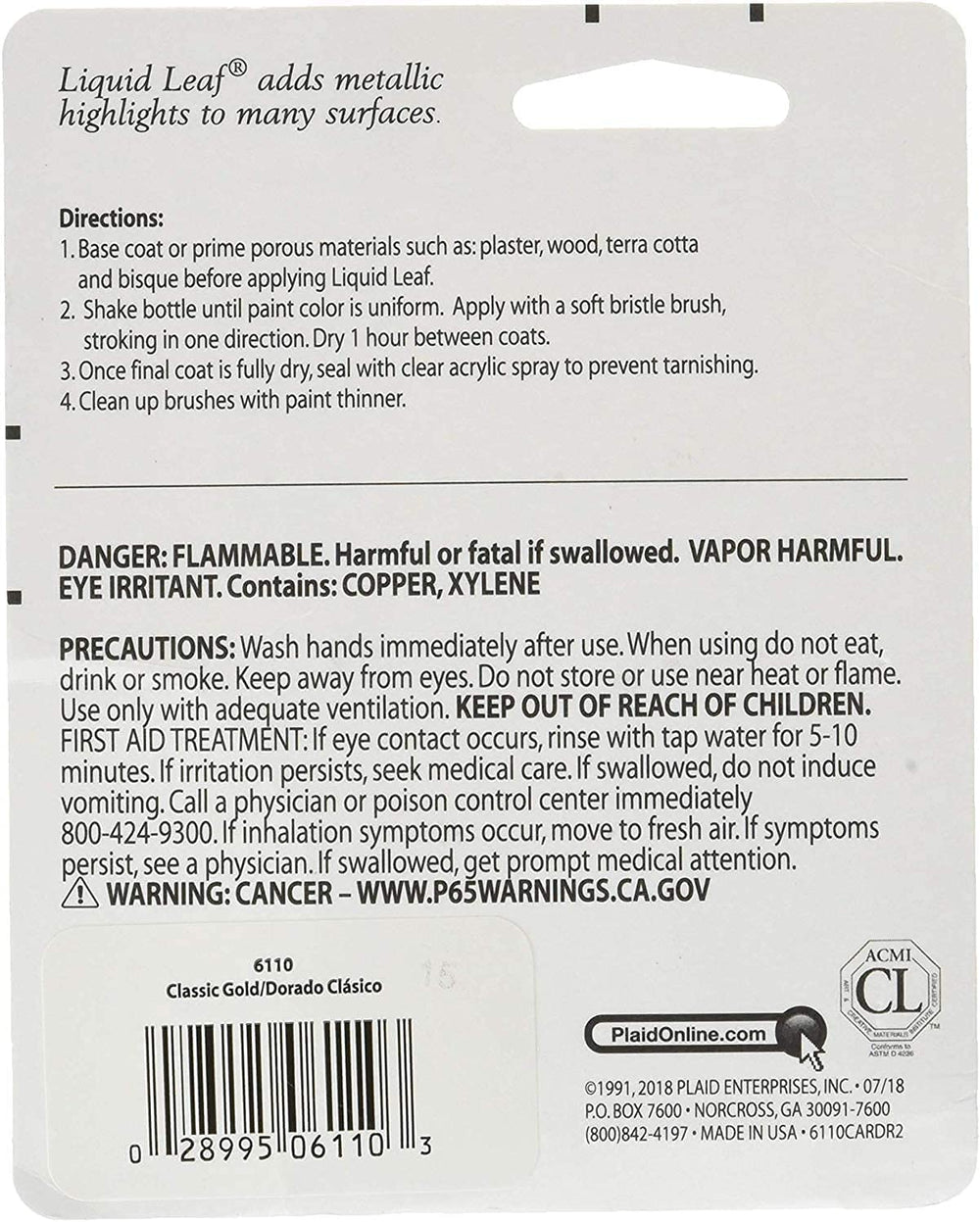 Liquid Leaf Paint One Step Leafing Paint, 0.75-Ounce, Original (Classic Gold)