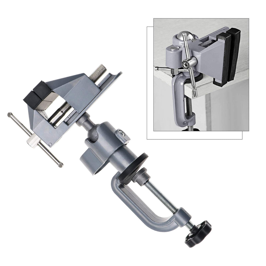 360°Universal Vice Aluminum Alloy Mini Table Clamp Bench Vise 70mm Rubber Jaws DIY Craft Tool For Modelling Painting Gluing Soldering Crafting