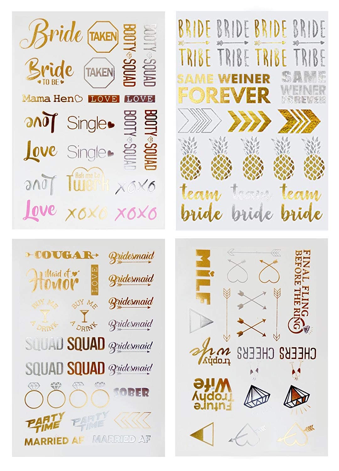 Bachelorette Party Tattoos - Bachelorette Party Favors, Decorations &amp; Supplies - Girl&#39;s Night Out Temporary Flash Tattoos