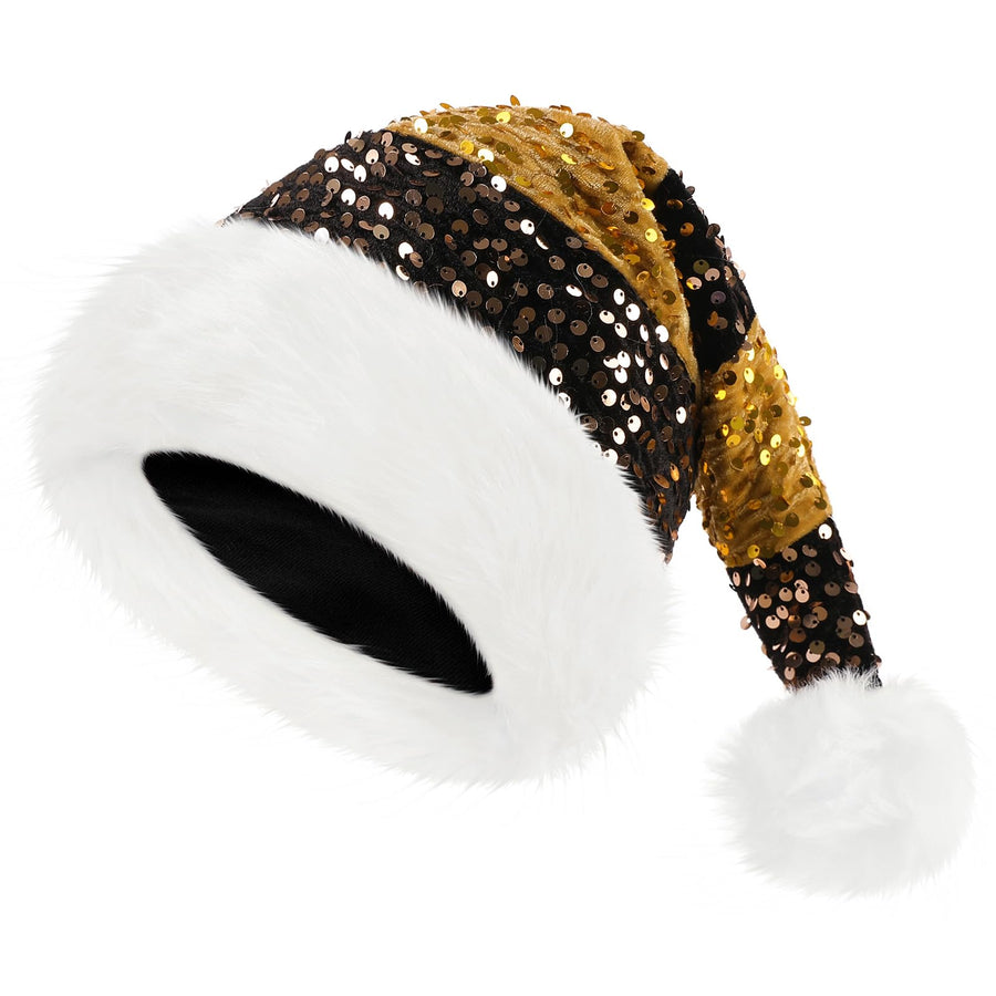 Santa Hat Stripe Christmas Hat Adult Plush Santa Claus Hat Xmas Green