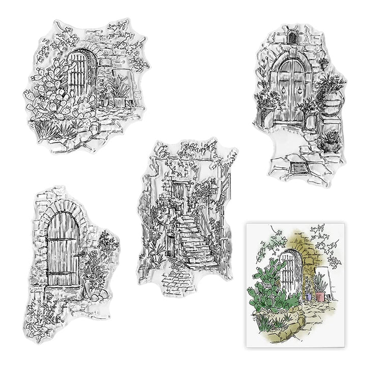 4 Styles Garden Doors Clear Stamps for Card Making Deco