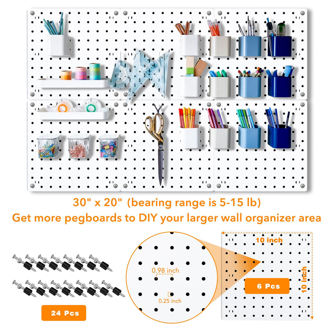 6Pcs Pegboard, Peg Board, Pegboard Wall Organizer, Moun
