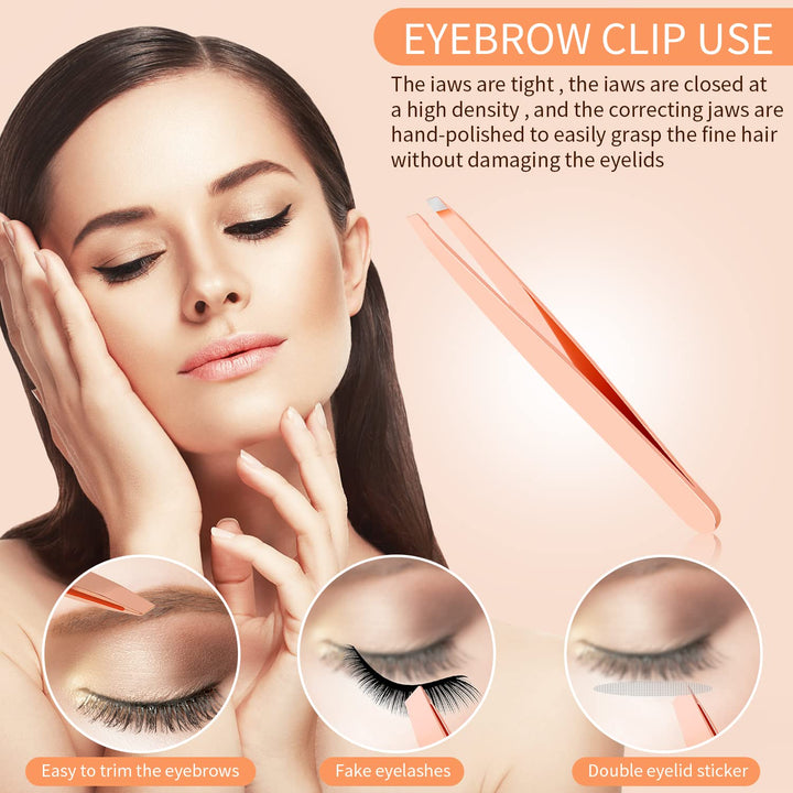 3 Pieces Eyelash Applicator Tool,False Eyelashes Applicator - Eyelashes Curlers - Curved Eyelash Curler(Rose Gold)