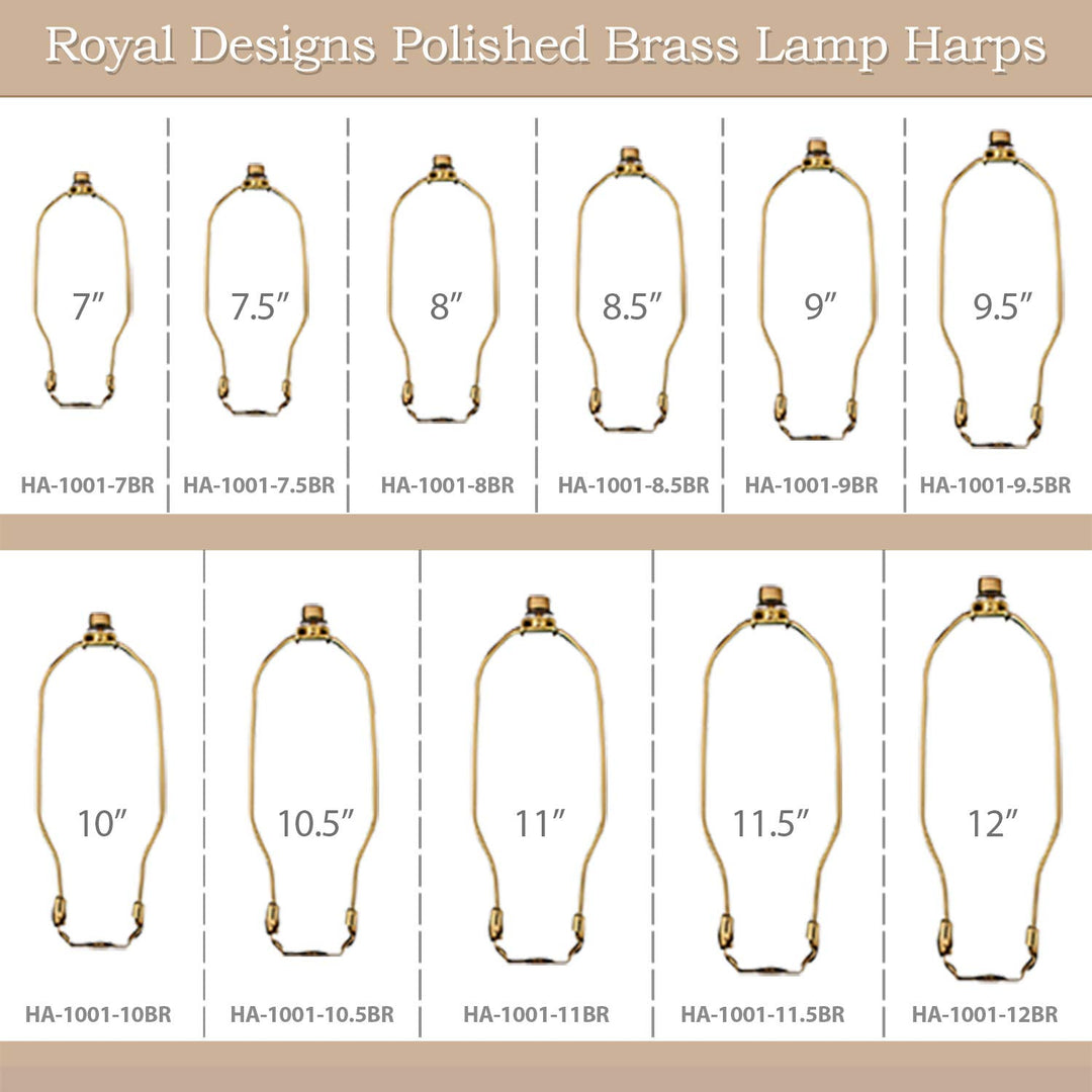 Heavy Duty Harp for Lamp Shade Holder, 10 inch, Polished Brown Base, Set of 2