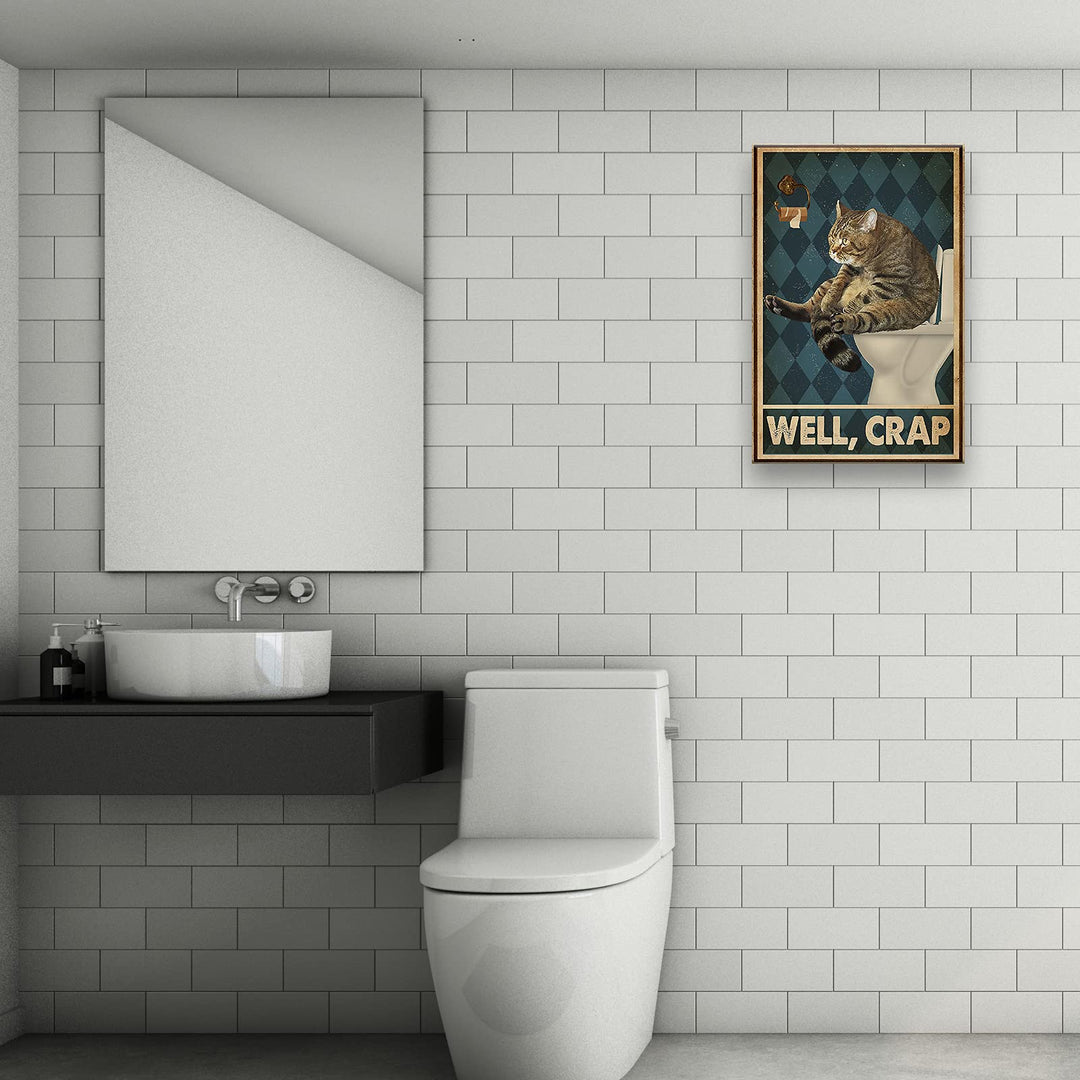 Baby Panda Poster Toilet Wall Art Sitting on Your Butt Napkin My Lady Cute Animal Painting Prints on Canvas for Rustic Bathroom Decor Unframed 12x18 inch(30x45cm)