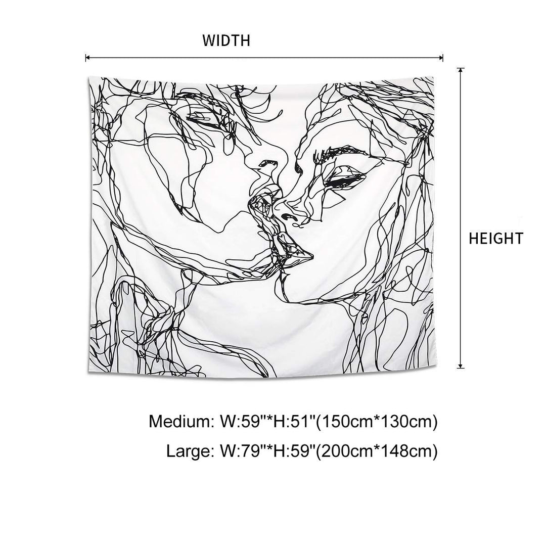 Ruibo Women/Men Abstract Sketch Art Kiss Lovers Tapestr
