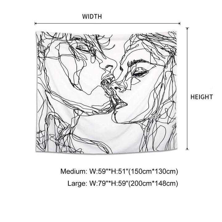 Ruibo Women/Men Abstract Sketch Art Kiss Lovers Tapestr