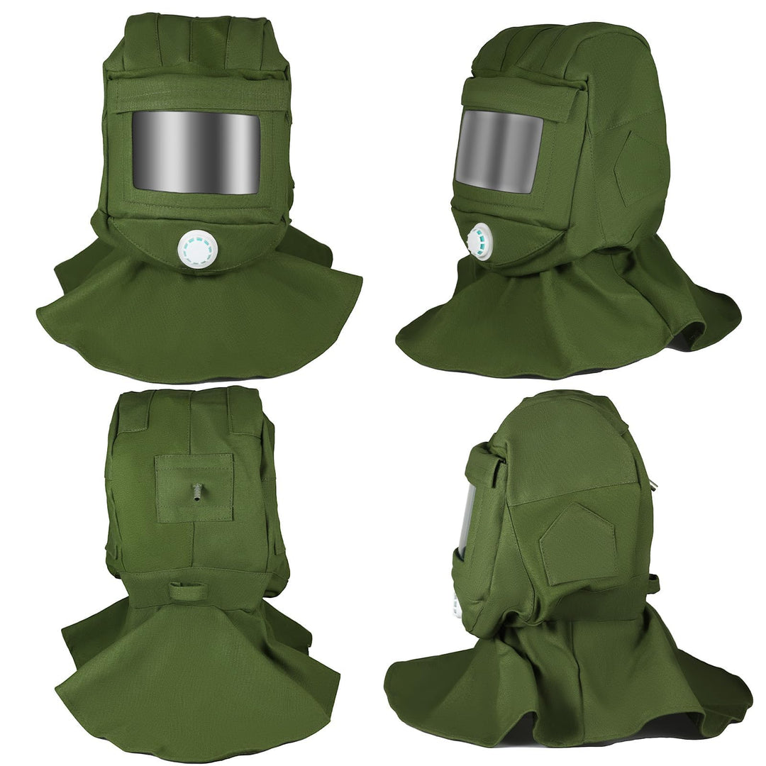 1Pcs Sand Blasting Hood Cap, Shawl Cap Sandblaster Mask Anti Wind/Sandblaster Tools Dust Protective Face Mask, Canvas (Green)
