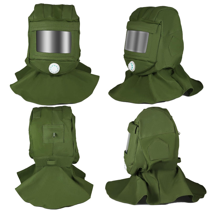 1Pcs Sand Blasting Hood Cap, Shawl Cap Sandblaster Mask Anti Wind/Sandblaster Tools Dust Protective Face Mask, Canvas (Green)
