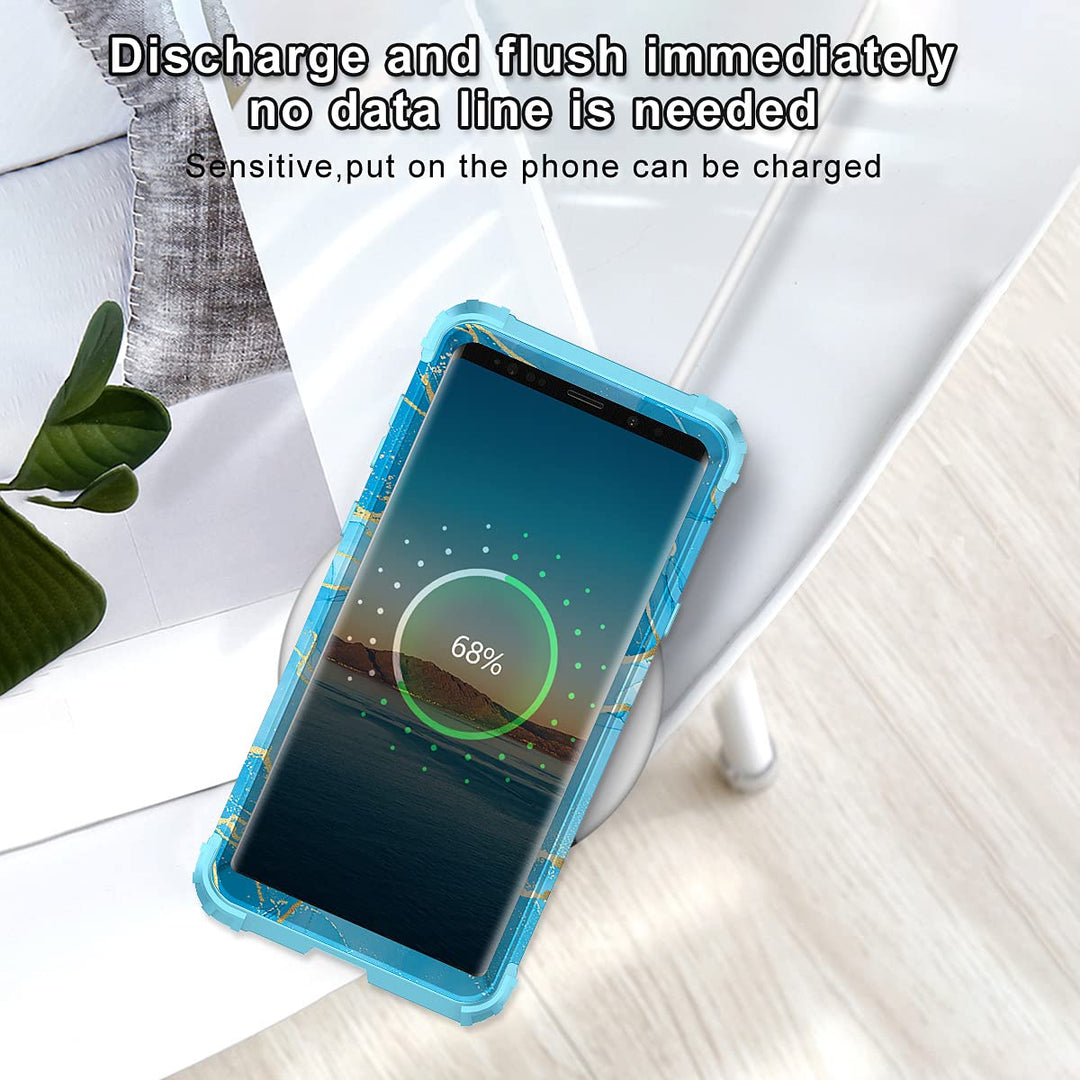 for Galaxy Note 9 Case,Heavy Duty Shockproof 3 Layer Hard PC+Soft Silicone Bumper Rugged Anti-Slip Protective Cases for Samsung Galaxy Note 9,Blue Marble