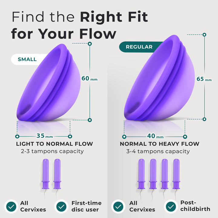 CareCup Reusable Menstrual Disc - Set of 2 Menstrual Cup - Soft Period Disc for Women Designed with Flexible, Medical-Grade Silicone Period Cup (2 Small)