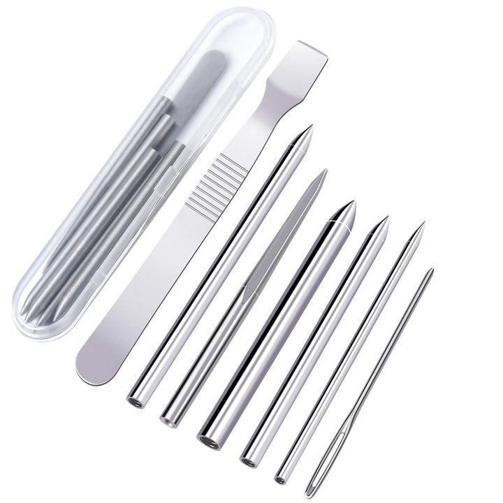 7 Pack Stainless Steel Paracord FID Set Paracord Lacing Stitching Needles and Smoothing Tool with Clear Storage Box for Laces Strings Leather Weaving and Paracord Bracelet