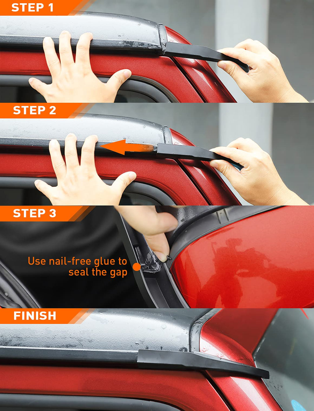 Upgraded Version Rain Gutter Extensions, Roof Hardtop ABS Rain Groove Diverter, Rainwater Deflector Compatible with 2018-2024 Jeep Wrangler JL 4xe &amp; Gladiator JT, Exterior Accessories, Black