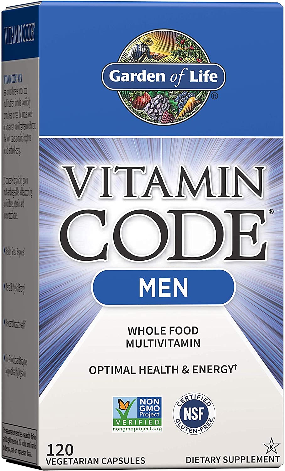 Vitamin Code Whole Food Multivitamin for Men, Fruit &amp; Veggie Blend and Probiotics for Energy, Heart, Prostate Health, 120 Count