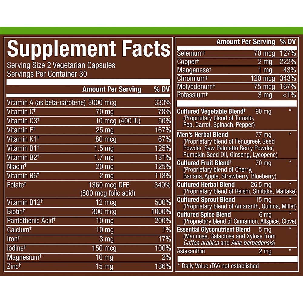Fermented Whole Food MenaTMs 50+ Multivitamin (60 Vegetarian Capsules)