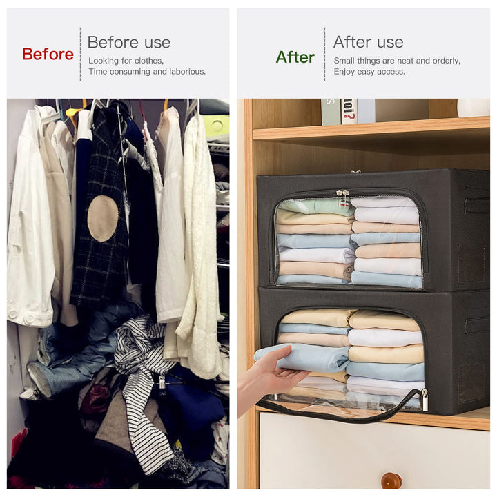 3Pack Foldable Storage Bins - Frame Storage Box Linen F