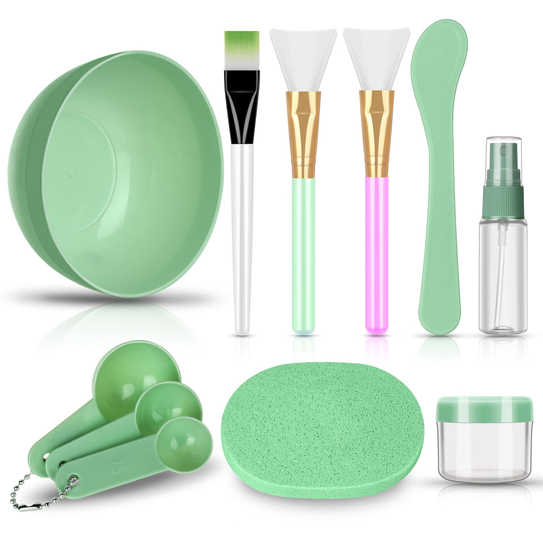 11 Pcs Face Mask Mixing Bowl Set, Premium DIY Facemask Mixing Tool Kit with Facial Mask Bowl Stick Spatula Silicone Brush Spray Bottle Puff Soaking Bottle Gauges