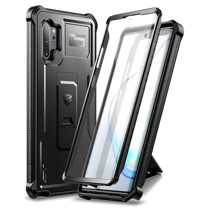 for Samsung Galaxy Note 10+ Plus Case, [Built in Screen Protector and Kickstand] Heavy Duty Military Grade Protection Shockproof Protective Cover for Samsung Galaxy Note 10 Plus Black
