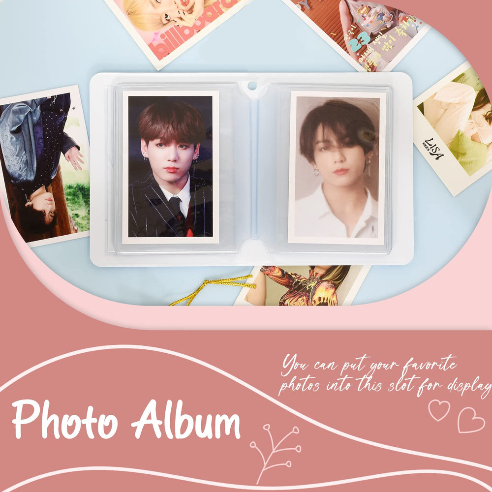 3 Inch Mini Photo Album for Fujifilm Instax Camera, Kpop Photocard Binder, Love Heart Hollow Photocard Holder Book, Business Card Book Holder, Photocard Sleeves 40 Pockets (Blue)