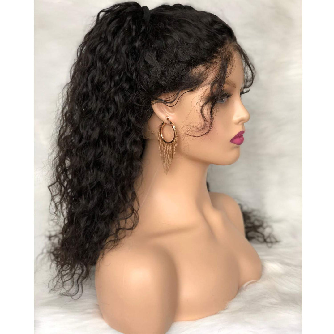 Realistic Female Mannequin Head with Shoulder Manikin PVC Head Bust Wig Head Stand with Makeup for Wigs Display Necklace Earrings Beige