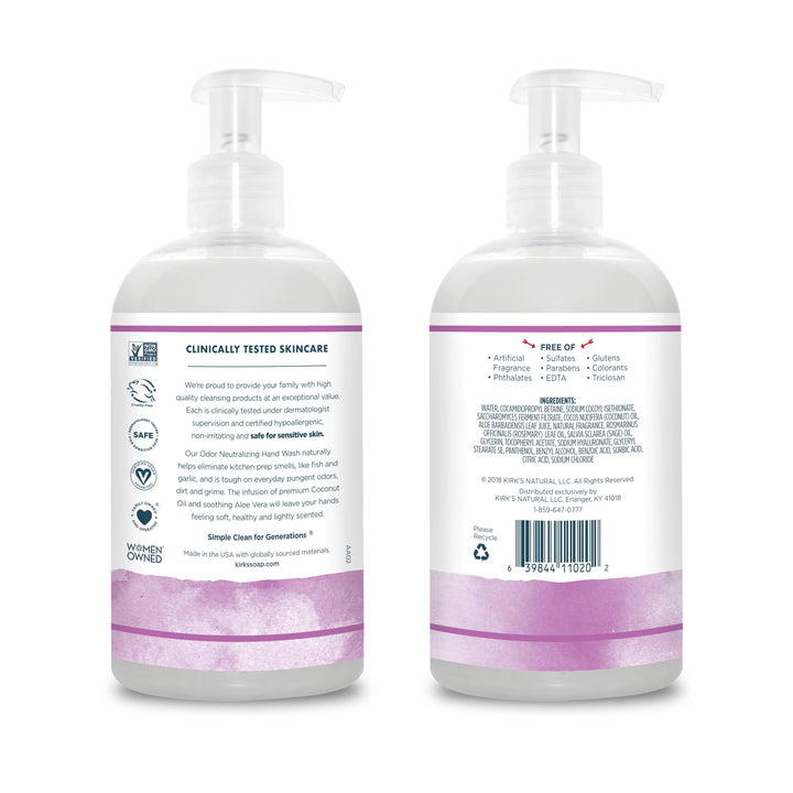 Odor-Neutralizing Natural Hand Soap by Kirkââ‚¬â„¢s | Castile Liquid Soap Pump Bottle | Moisturizing &amp; Hydrating Kitchen Hand Wash | Rosemary &amp; Sage Scent | 12 Fl Oz. Bottle