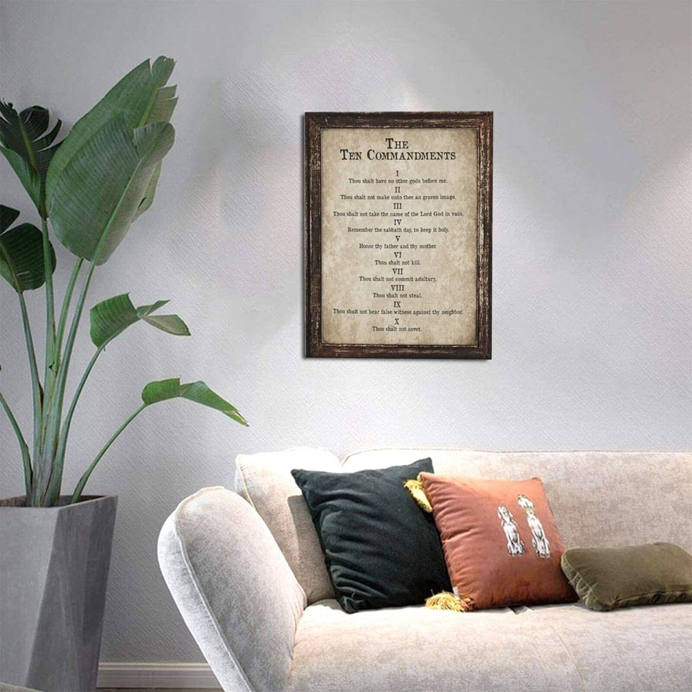 10 Commandments Wall Art Bible Verse Decor Vintage Christian Sign Christian Gifts Ten Commandments Canvas Prints Retro Religious Poster Scripture Artwork for Office Living Room Bedroom Church 12x16
