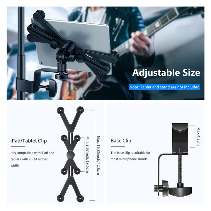 Neewer 7-14 inches Adjustable Tablet Holder Mount with 