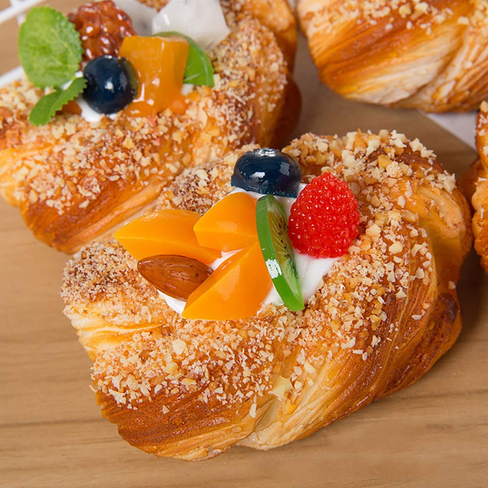 2pcs Artificial Food Bread Tart Pie Dessert Simulation Model Fake Cake Mousse Fruit Bakery Photography Props Decor (Flower Shape)