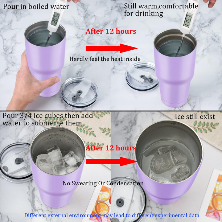 30 oz Tumbler with Lids and Straws,18/8 Stainless Steel Vacuum Insulated Coffee Tumbler,Insulated Travel Mug Water Cup with Leak-Proof Straw Lid &amp; Flip Lid,3 Metal Straws,1 Cleaning Brush &amp; Gift Box