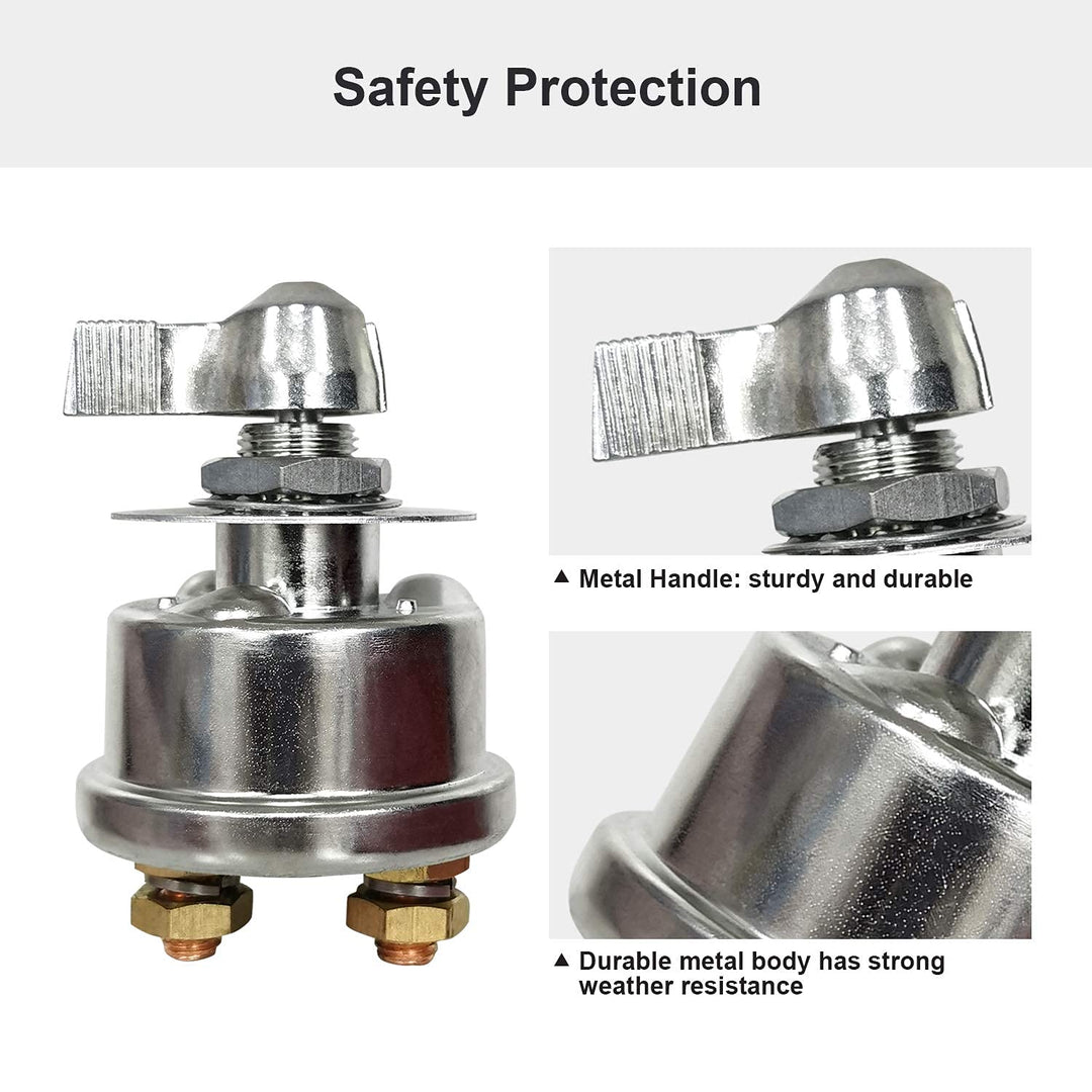 High Current Battery Disconnect Switch, 200A Duty Master Battery Power Cut Isolator Kill Switch with Face Plate for Car, Vehicle, RV and Marine, 12-48V