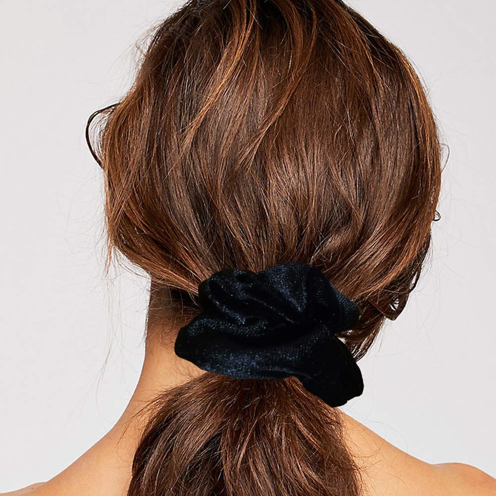 Guvass 2 Pack Hair Scrunchies Black Velvet Elastics Scrunchy Bobbles Soft Hair Bands Hair Ties for Women (Black)