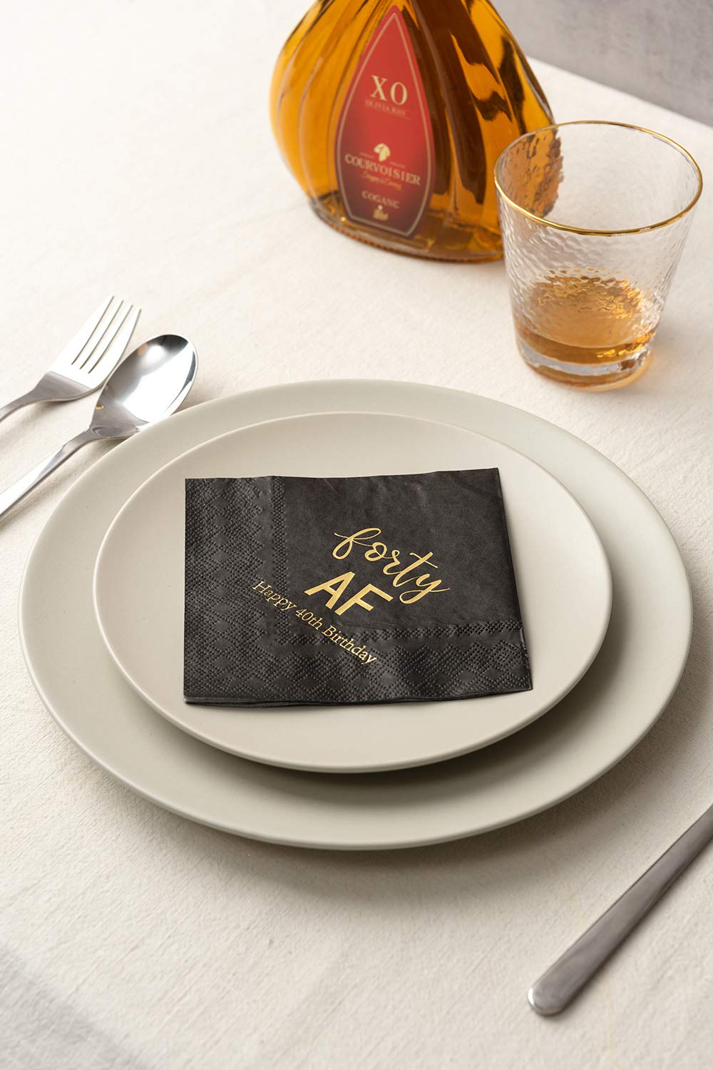 Crisky 40th Birthday Napkins Black Gold Forty AF 40th B
