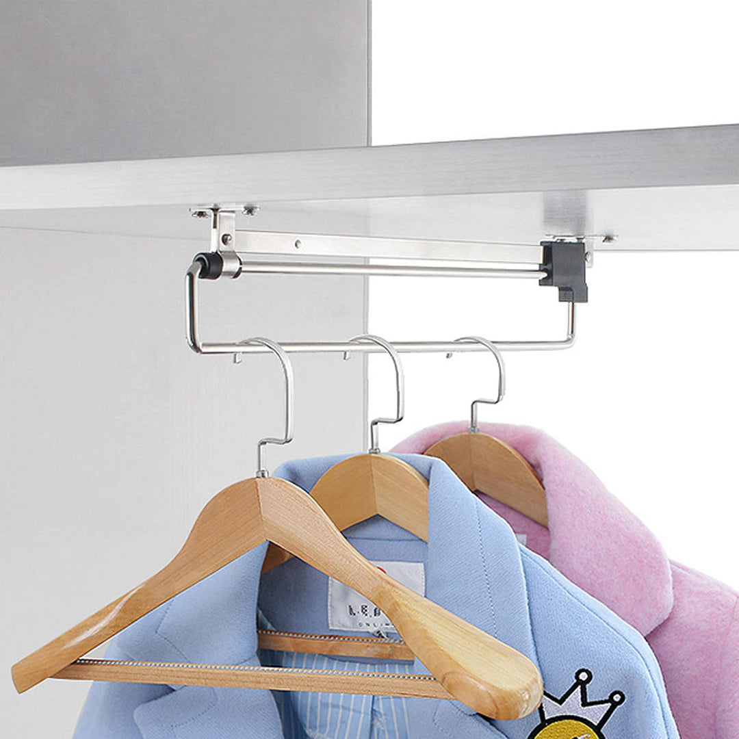 Short Adjustable Closet Rod Pull Out Shoe Rack for Closet with Mounting Screws Cold Rolled Steel Black Silver Retractable Wardrobe Closet Pull Out Rod Clothes Hanger,10-Inches,Quantity-1