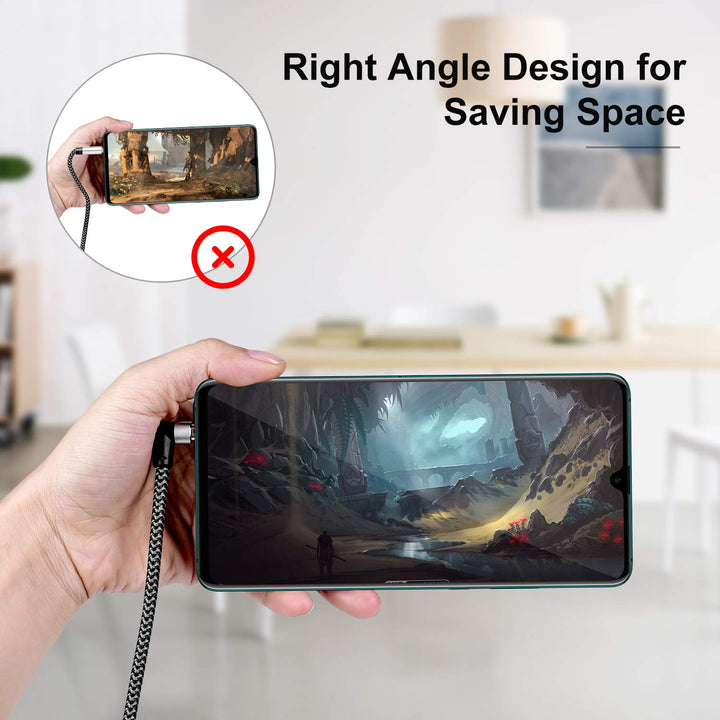 Nanxudyj Right Angle AUX Extension Cable 5ft Nylon Brai