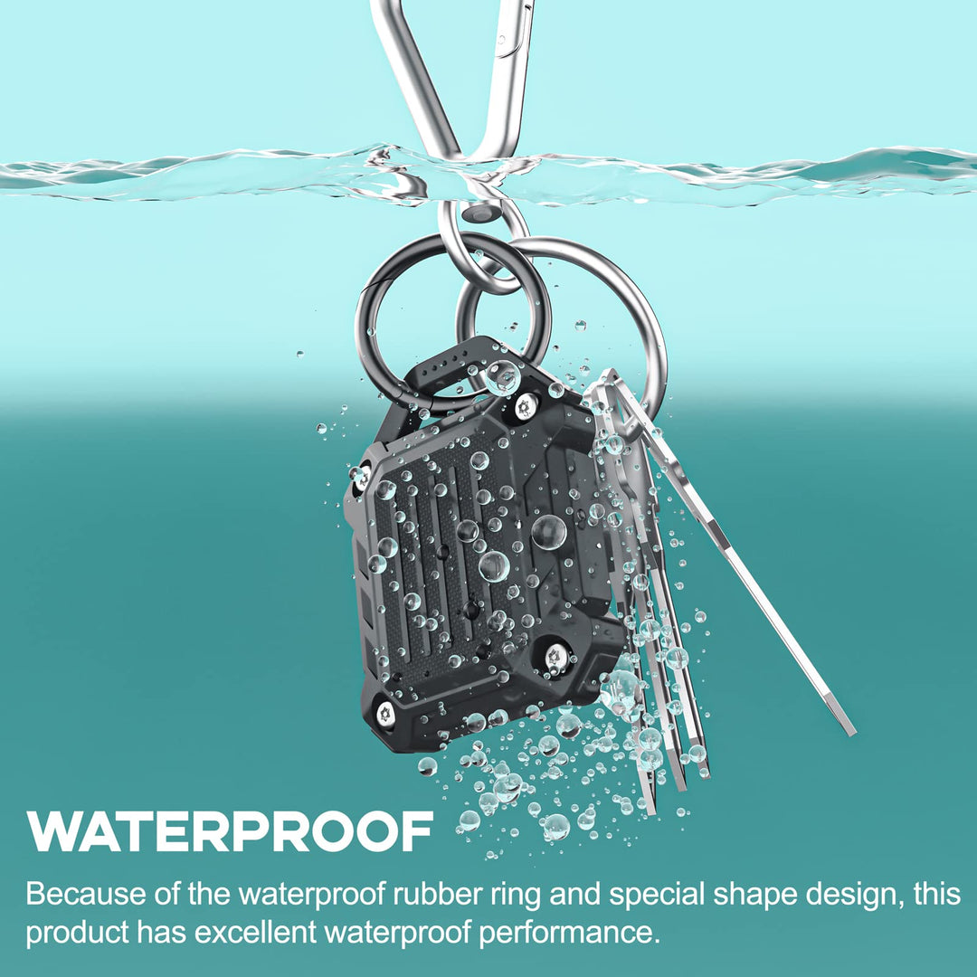 -Waterproof Airtag Holder Keychain Case,Compatible Apple Air Tag Tracker with Key Ring,[Ultra-Durable][Full-Cover][Screw-Closed] for Keys/Dog Collar/Luggage (Black 1Pack)