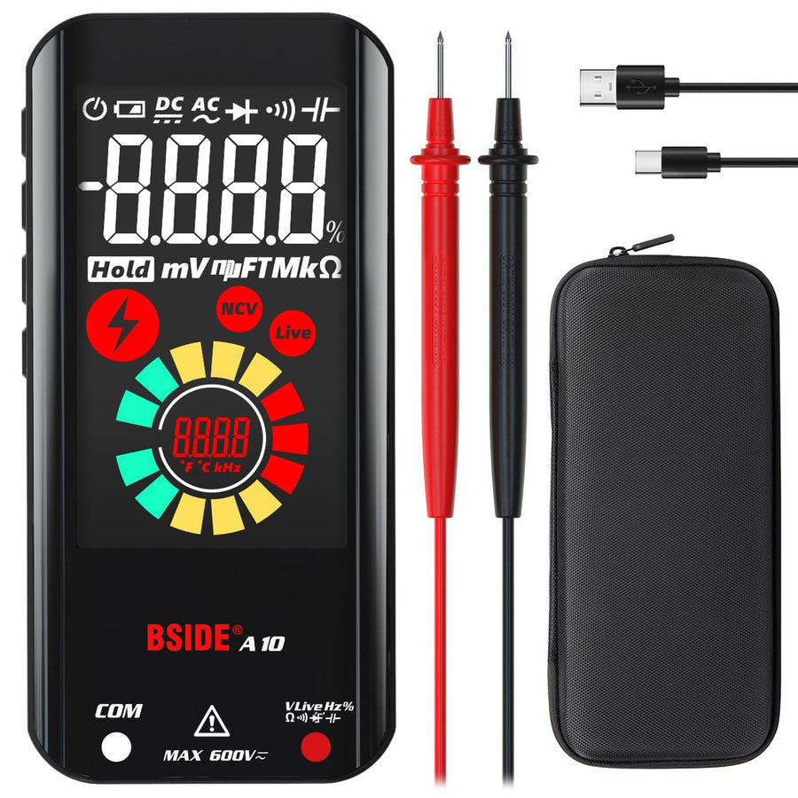 Rechargeable Digital Multimeter Color LCD 3 Results Display 6000 Counts Auto-Ranging Pocket Voltmeter Cap Duty Cycle Live Check Voltage Tester