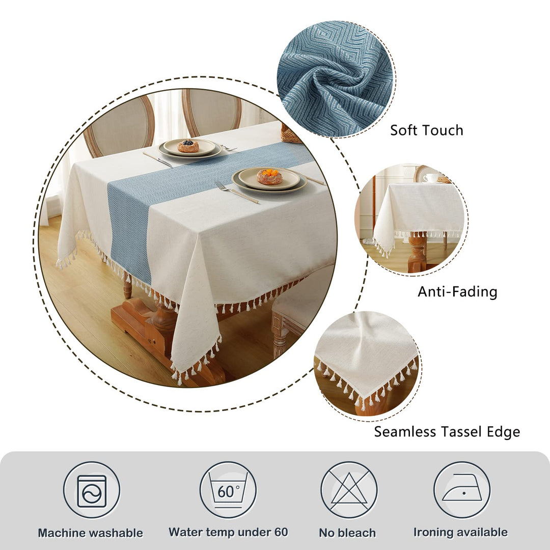 Laolitou Rustic Cotton Linen Table Cloth,Tablecloths fo