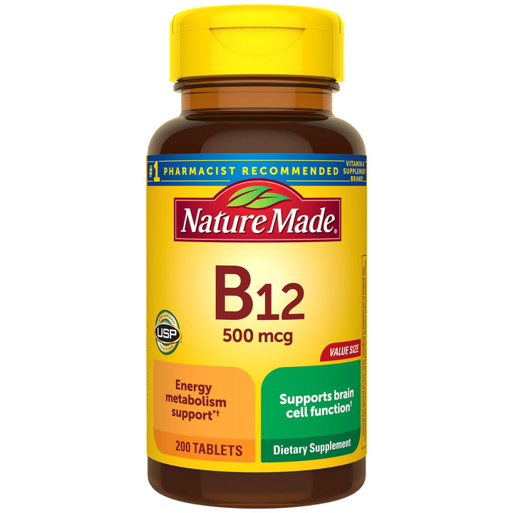 Vitamin B12 500 mcg, Dietary Supplement for Energy Metabolism Support, 200 Tablets, 200 Day Supply