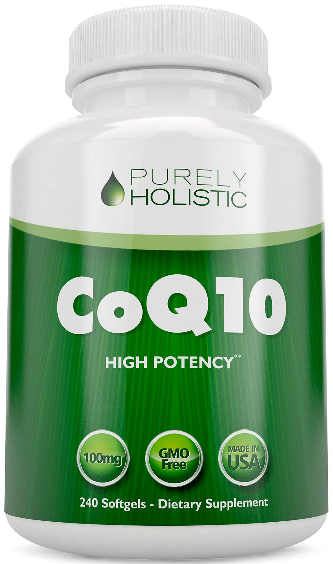 CoQ10 100mg - 240 SoftGels - 8 Month Supply - Ubiquinone Coenzyme Q10 Supplement - with Organic Olive Oil - Soy Free Co Q 10 - Made in The USA