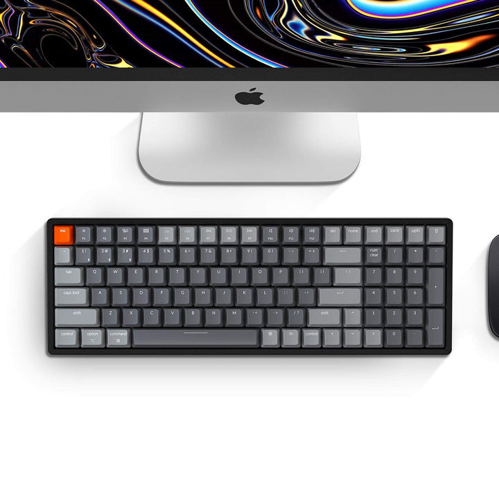 K4 96% Layout 100 Keys Wireless Bluetooth 5.1/Wired USB Mechanical Gaming Keyboard with Gateron G Pro Red Switch White LED Backlight N-Key Rollover for Mac Windows PC-Version 2