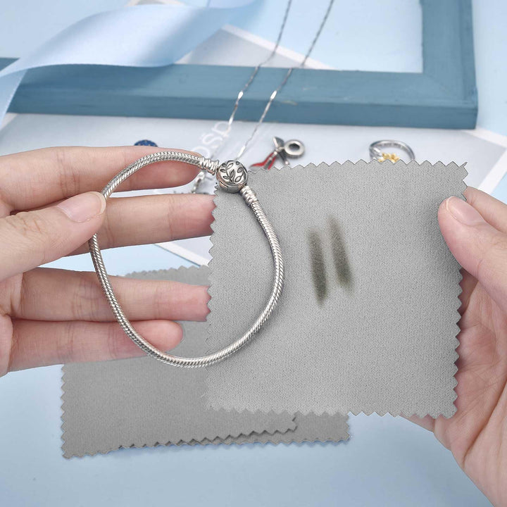 50pcs Jewelry Cleaning Cloth Gray Polishing Cloth for Sterling Silver Gold Platinum Small Polish Cloth 8x8cm